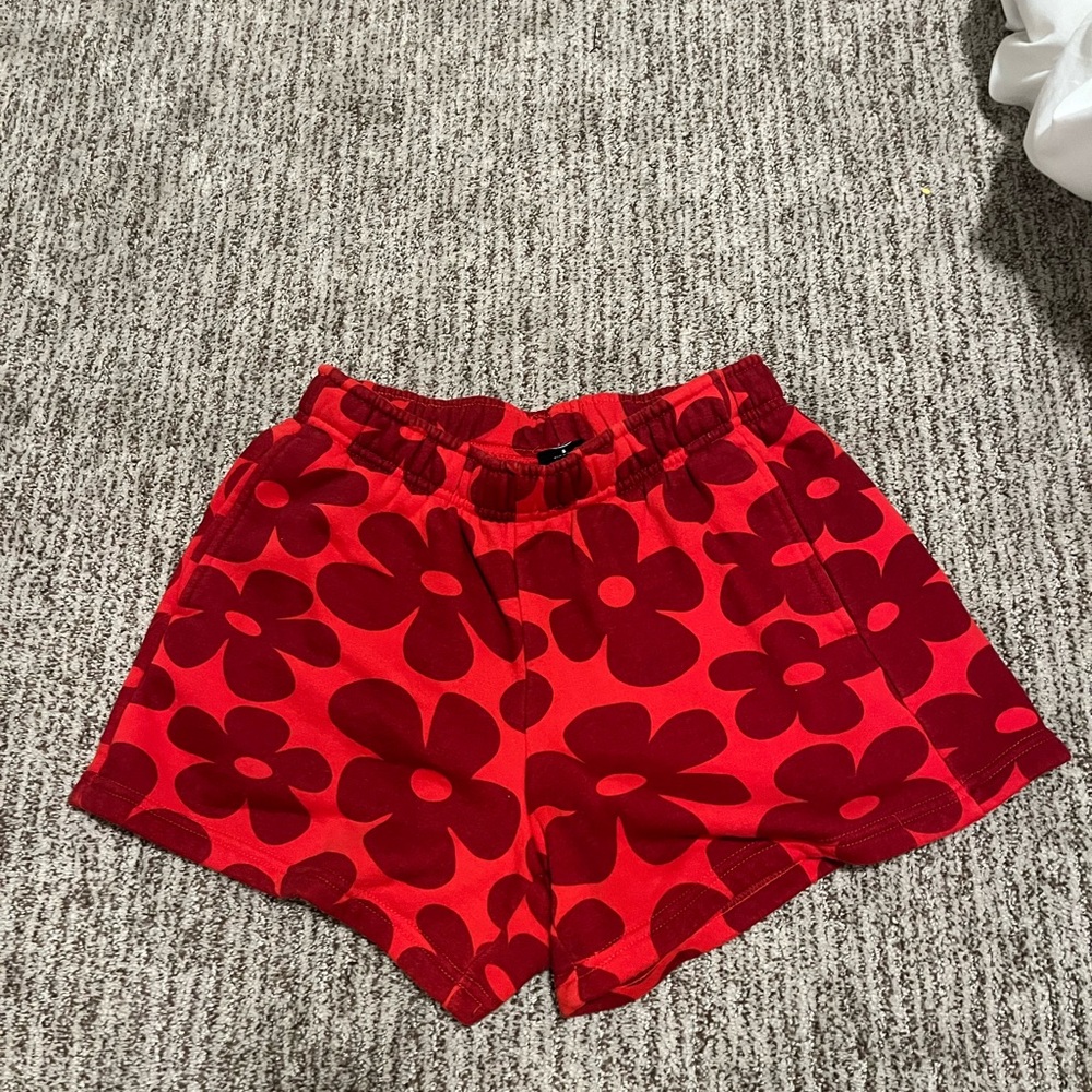 PacSun Red Floral Athletic Shorts